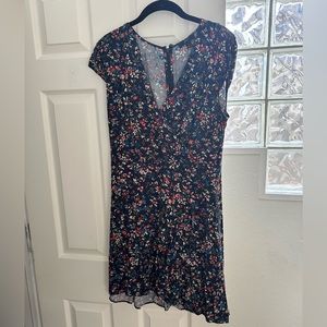 Navy floral j crew fitted dress in great condition